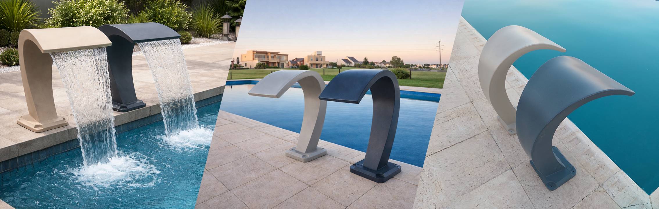 Cascada de piscinas rotomoldeadas en Greenmolding